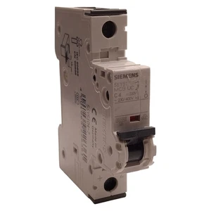 Siemens 5SY5104-7 Circuit Breaker, 1-Pole, 4A 230/400VAC, C-Curve, DIN Rail - Picture 1 of 7