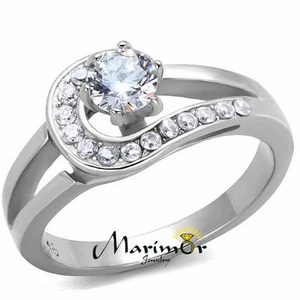 .56 Ct Round Cut Zirconia High Polished Stainless Steel Engagement Ring Sz 5-10 - Picture 1 of 6