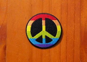 Regenbogen Peace Zeichen 2 3/8" bestickt Patch Hippie - Bild 1 von 2