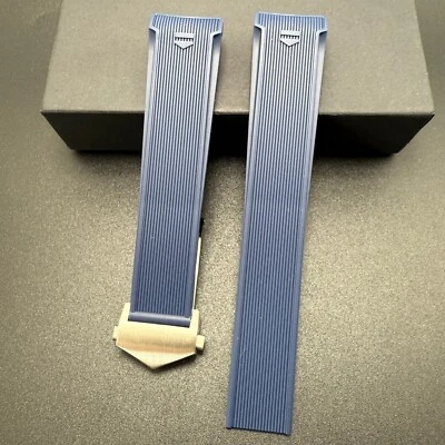 Correa de reloj de goma con extremo curvo azul Tag Heuer Aquaracer 21,5 mm