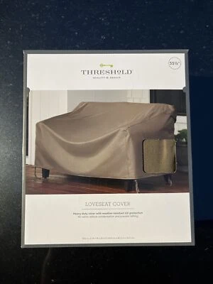 New In Box Threshold Loveseat Cover Brown Patio Chair 55 1/2” Lawn Chair Outdoor - Image 1 of 2