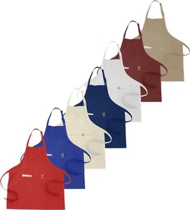 Adjustable Cooking Apron Front Pockets Commercial Fast Food Kitchen Restaurant - Picture 1 of 8