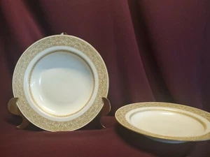 Ovington Brothers T&V Limoges France Gilt Gold Bowl 9.5" dia - Greek Key - Picture 1 of 12