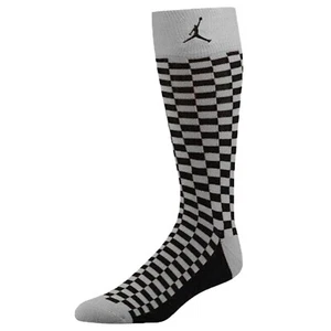 JORDAN Checkered Novelty Crew Socks sz M Medium (6-8) Gray Black - Picture 1 of 2