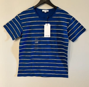 Lacoste Women's Striped Cotton/Linen T-Shirt in Blue, US 10 / EUR 42 - Picture 1 of 7