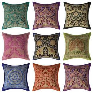 Solid Dupioni Silk Decor Pillow Elephant Home Sofa X-Mas Brocade Cushion Cover - Picture 1 of 29
