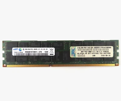 8GB RDIMM 4Rx8 DDR3 PC3-8500 1066MHz (240 Pin) (ECC) Memory for Server - 46C7488 - Image 1 of 2