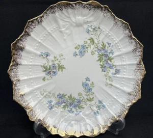 Sevres China Co East Liverpool Embossed Blue Sweet William Floral Plate - Picture 1 of 7