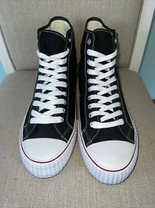 PF Flyers HI- Top Black Canvas Sneaker MensSz 14.5 WM 12 Black NWOT - Imagen 1 de 12