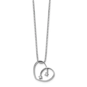 925 Sterling Silver 0.02 Ct. Diamond Heart Pendant 18" Necklace White Ice - Picture 1 of 3