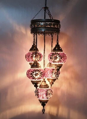 Turkish Pendant Lamp, Asylove Mosaic Moroccan Pendant Lamp, Hanging Chandeliers - Image 1 of 3
