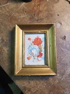 4" X 3 1/4" Flower Painting Signed By Paul - Picture 1 of 9