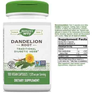 Nature's Way Dandelion Root Pill 525 mg Traditional Diuretic Herb 100 Capsules - Picture 1 of 11