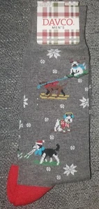 DAVCO CHRISTMAS THEME MENS CREW SOCKS NEW 1 PAIR SHOE SIZE 6-12 XMAS - Imagen 1 de 2