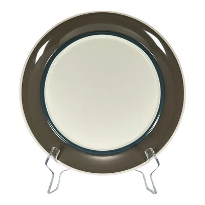 Plato Studio Nova Mochachino 12,5" Redondo Crema con Banda Gris Azul Foto 1 de 4