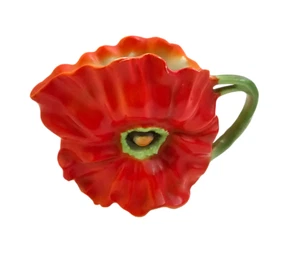 Royal Bayreuth Bavaria Red & Green Poppy Flower Art Nouveau 4" Creamer - Picture 1 of 7