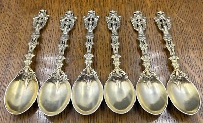 Stunning figural cast continental silver gilt teaspoons circa 1890 - Image 1 of 4