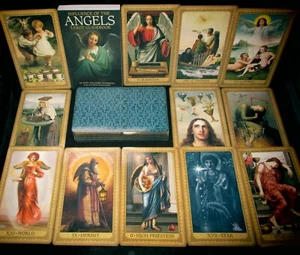 SEALED NEW ~ INFLUENCE OF THE ANGELS TAROT CARD & BOOK ORACLE GOLD GILDED EDGES - Picture 1 of 11