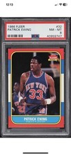 1986 Fleer Basketball Patrick Ewing #32 PSA 8 NM-MT Rookie Card Knicks HOF Nice!