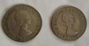 Zwei Münzen Elizabeth II., One Shilling Großbritannien 1953,1956 selten  - Bild 1 von 2