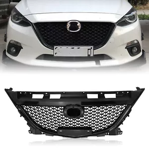 Black Front Bumper Grille Mesh Honeycomb Air Grill Fit For Mazda 3 2014-2016 - Picture 1 of 5