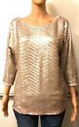 WHITE HOUSE BLACK MARKET Blouse M Silver Gold Sequins 3/4 Sleeve Lined  NEW TAGS