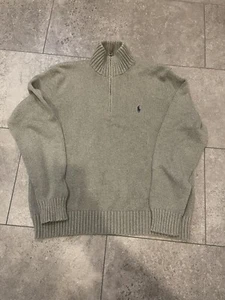 Men’s Polo Ralph Lauren Classic Quarter Zip Pullover Sweater. Olive Green, large - Picture 1 of 7
