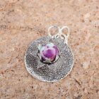 Natural Purple Copper Turuoise Gemstone Pendant 925 Sterling Silver For Girls