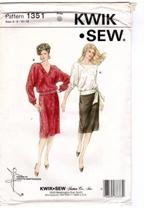 Vintage Sewing Pattern, Women's Top, Skirt, Kwik Sew 1351 Size: 6-8-10-12, Uncut - Picture 1 of 3