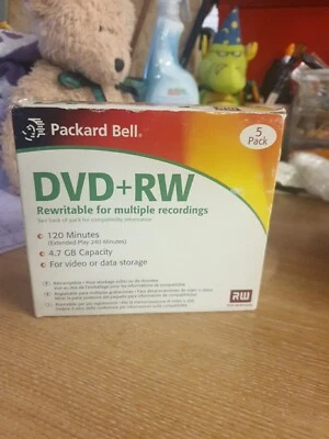 DVD R  5 Packard Bell 2.4x  rewritable discs in jewel case 4.7GB - Image 1 of 3