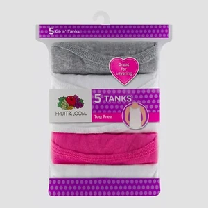 Camisetas sin mangas Fruit of the Loom® para niñas 5 piezas 100 % algodón 5GTANTG - Imagen 1 de 5