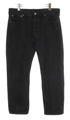 Levi's 501 Vaqueros Hombres W36/L32 Corte Recto Desteñir Efecto Botón Fly Negro - Imagen 1 de 4