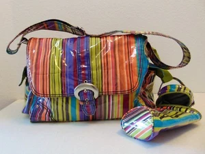 Kalencom New Orleans Laminated Buckle Diaper Shoulder Bag w/ Insulator Bottle - Picture 1 of 12