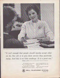 1963 Life Print Ad Bell Telefonanlage. Frau. "Die Stimme mit dem Lächeln" - Bild 1 von 1