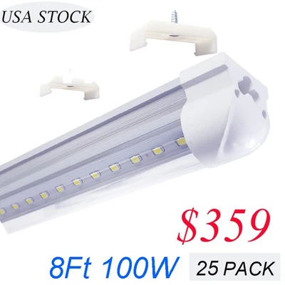 25 Pack 100W 8 Foot Led Shop Lights Fixture 8FT T8 Led Tube Light Garage Light - Image 1 of 4