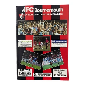 AFC Bournemouth v Preston North End Programa Oficial 1992 Fútbol De Colección - Imagen 1 de 4