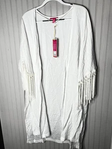 Lilly Pulitzer Kimono Womens XL Fringe Tassel Light Macramed Cover Up NWT Boho - Picture 1 of 14