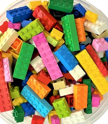 50 LEGO Bricks 2x2 2x3 2x4 Bulk Lot Mix Colors w/ 2x6 2x8 LARGE BIG BRICKS ALSO - Image 1 of 4