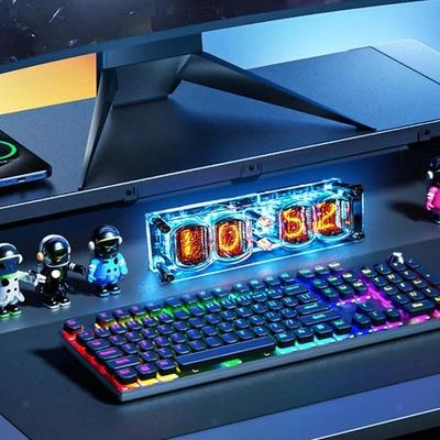 Nixie Tube Clock Gaming Room Creative Gift Home Retro Glow Tube Clock Decor - Image 1 of 4