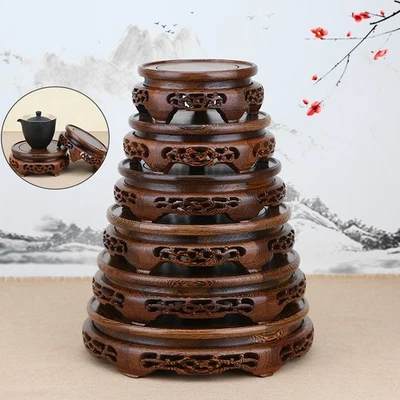 Bases de tetera redonda de madera vintage para bonsái Buda maceta soporte pedestal para pecera Foto 1 de 4