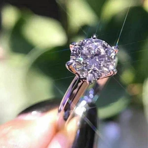 Anillo solitario de diamantes tratados de corte redondo blanco certificado de 2,70 quilates en plata 925 - Imagen 1 de 4