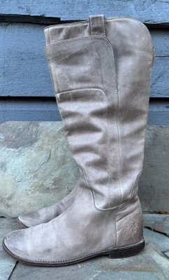 FRYE “Paige” (8-B) Botas hasta la rodilla Gris Cuero Nubuck Montar Alto Pull-On Foto 1 de 4