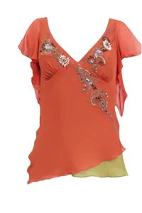 Y2K Vintage Vintage Karen Millen Silk Embroidered Embellished Bead Camisole Top - Picture 1 of 18