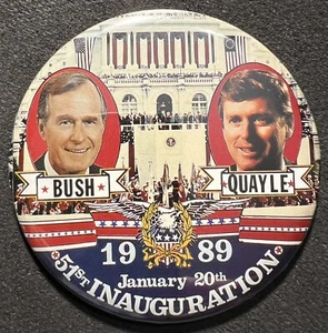 PINBACK JUGATE DE 3 1/2" BUSH/QUAYLE 51a inauguración - Imagen 1 de 2