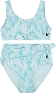 Hurley Girl's Two-Piece Wrap Tie Bikini Swim Set Swimsuit Sz M Medium Blue Cloud - Picture 1 of 4