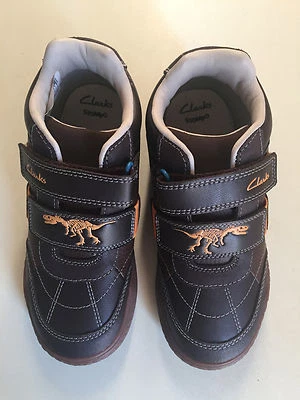 BOYS SHOES CLARKS COMBI LEAT STAMPO HI TECH LEATHER SHOE 12G