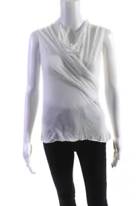 Rick Owens Lilies Womens White Drape Neck Twist Sleeveless Blouse Top Size 10 - Picture 1 of 7