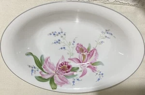 TAZÓN DE SERVIR DE COLECCIÓN NORITAKE NIPPON TOKI KAISHA DOLORES 10 1/2"" - ORQUÍDEAS ROSADAS - Imagen 1 de 7