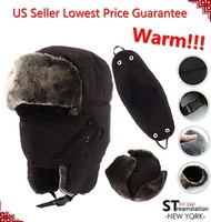 L&M Mens Winter Russian Earflap Troope Hat Trapper Aviator Warm Ski W/Mask LFM
