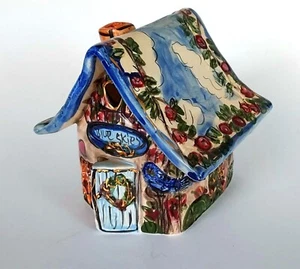 Blue Skies Heather Goldminc cottage house votive cat kitty blue bird roses B14-2 - Picture 1 of 10